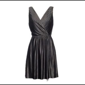 Express Metallic V-Neck Mini Pleated Dress